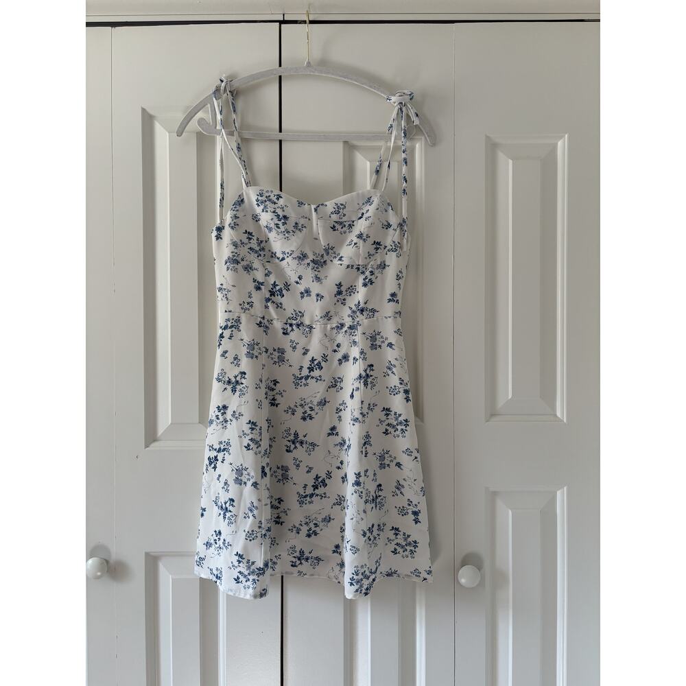 J.ING White Blue Floral Mini Dress Size S - Picture 3 of 9